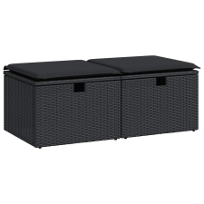 vidaXL 2 részes fekete polyrattan akácfa kerti ülőgarnitúra párnával (3328668) kerti bútor