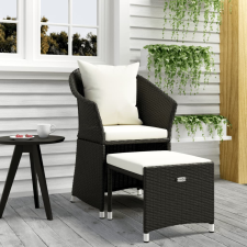 vidaXL 2 részes fekete polyrattan kerti ülőgarnitúra párnákkal kerti bútor