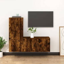 vidaXL 2 részes füstös tölgyszínű szerelt fa TV-szekrényszett bútor