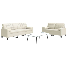 vidaXL 2 részes krémszínű bársony ülőgarnitúra párnákkal bútor