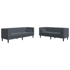 vidaXL 2 részes sötétszürke bársony Chesterfield kanapészett párnákkal (3209292) bútor