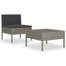 vidaXL 2-részes szürke polyrattan kerti bútorszett párnákkal (310200) kerti bútor