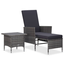 vidaXL 2 részes szürke polyrattan kerti bútorszett párnával (310233) kerti bútor