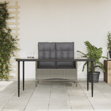 vidaXL 2 részes szürke polyrattan kerti étkezőgarnitúra párnákkal kerti bútor