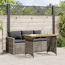 vidaXL 2 részes szürke polyrattan kerti étkezőgarnitúra párnákkal kerti bútor