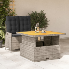 vidaXL 2 részes szürke polyrattan kerti étkezőgarnitúra párnákkal kerti bútor