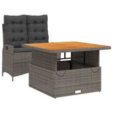 vidaXL 2 részes szürke polyrattan kerti étkezőgarnitúra párnákkal (3277463) kerti bútor