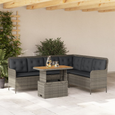 vidaXL 2 részes szürke polyrattan kerti kanapészett párnákkal kerti bútor