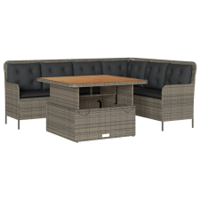 vidaXL 2 részes szürke polyrattan kerti kanapészett párnákkal (3262084) kerti bútor