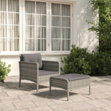 vidaXL 2 részes szürke polyrattan kerti ülőgarnitúra párnákkal kerti bútor