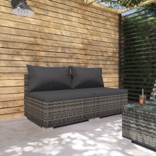 vidaXL 2-részes szürke polyrattan kerti ülőgarnitúra párnákkal kerti bútor