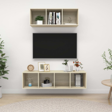 vidaXL 2 részes tölgyszínű forgácslap TV-szekrény szett bútor