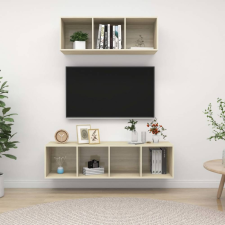 vidaXL 2 részes tölgyszínű forgácslap TV-szekrény szett bútor