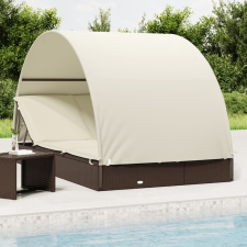 vidaXL 2 személyes barna polyrattan napágy kerek tetővel 211x112x140cm kerti bútor