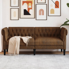 vidaXL 2 személyes barna szövet Chesterfield kanapé bútor
