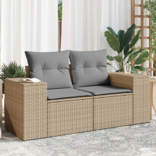 vidaXL 2 személyes bézs polyrattan kerti kanapé párnával kerti bútor