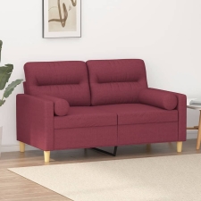 vidaXL 2 személyes bordó szövet kanapé díszpárnákkal 120 cm bútor