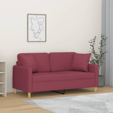 vidaXL 2 személyes bordó szövet kanapé díszpárnákkal 140 cm bútor
