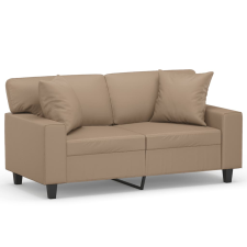 vidaXL 2 személyes cappuccino színű műbőr kanapé díszpárnákkal 120 cm (3200865) bútor