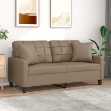 vidaXL 2 személyes cappuccino színű műbőr kanapé díszpárnákkal 140 cm bútor