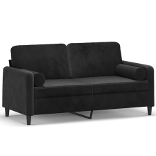 vidaXL 2 személyes fekete bársony kanapé díszpárnákkal 140 cm (3200886) bútor