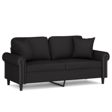 vidaXL 2 személyes fekete bársony kanapé díszpárnákkal 140 cm (3200950) bútor