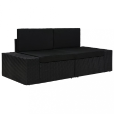 vidaXL 2 személyes fekete elemes polyrattan kanapé kerti bútor