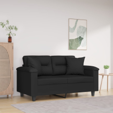 vidaXL 2 személyes fekete mikroszálas szövetkanapé párnákkal 120 cm bútor