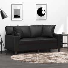 vidaXL 2 személyes fekete műbőr kanapé díszpárnákkal 120 cm bútor