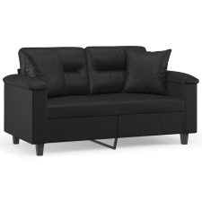 vidaXL 2 személyes fekete műbőr kanapé díszpárnákkal 120 cm (3200983) bútor