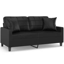 vidaXL 2 személyes fekete műbőr kanapé díszpárnákkal 140 cm (3200803) bútor