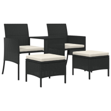 vidaXL 2 személyes fekete polyrattan kerti kanapé asztallal/székkel (317626) kerti bútor