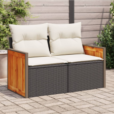 vidaXL 2 személyes fekete polyrattan kerti kanapé párnával kerti bútor