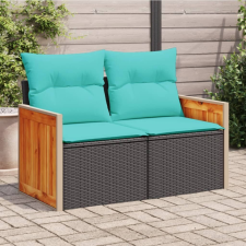 vidaXL 2 személyes fekete polyrattan kerti kanapé párnával kerti bútor