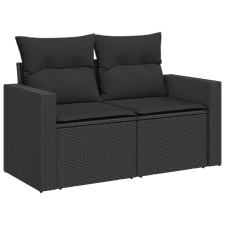 vidaXL 2 személyes fekete polyrattan kerti kanapé párnával (365971) kerti bútor