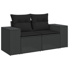 vidaXL 2 személyes fekete polyrattan kerti kanapé párnával (365974) kerti bútor