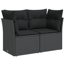 vidaXL 2 személyes fekete polyrattan kerti kanapé párnával (365986) kerti bútor