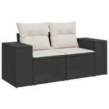 vidaXL 2 személyes fekete polyrattan kerti kanapé párnával (366007) kerti bútor