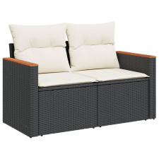 vidaXL 2 személyes fekete polyrattan kerti kanapé párnával (366008) kerti bútor
