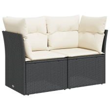 vidaXL 2 személyes fekete polyrattan kerti kanapé párnával (366013) kerti bútor