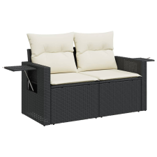 vidaXL 2 személyes fekete polyrattan kerti kanapé párnával (366017) kerti bútor