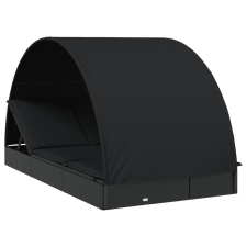 vidaXL 2 személyes fekete polyrattan napágy kerek tetővel 213x118x97cm (319656) kerti bútor