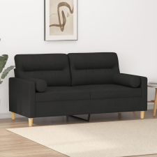 vidaXL 2 személyes fekete szövet kanapé díszpárnákkal 140 cm bútor
