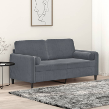 vidaXL 2 személyes sötétszürke bársony kanapé díszpárnákkal 140 cm bútor