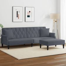 vidaXL 2 személyes sötétszürke bársony kanapéágy párnával/lábtartóval bútor