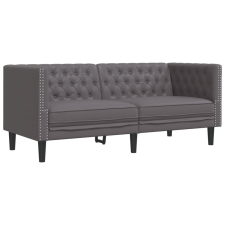 vidaXL 2 személyes szürke műbőr Chesterfield kanapé (372662) bútor