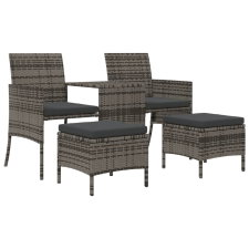 vidaXL 2 személyes szürke polyrattan kerti kanapé asztallal/székkel (317627) kerti bútor