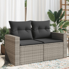 vidaXL 2 személyes szürke polyrattan kerti kanapé párnával kerti bútor