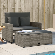 vidaXL 2 személyes szürke polyrattan kerti kanapé párnával kerti bútor