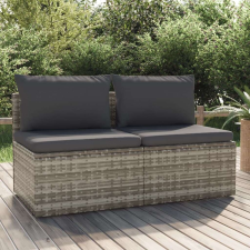 vidaXL 2 személyes szürke polyrattan kerti kanapé párnával kerti bútor